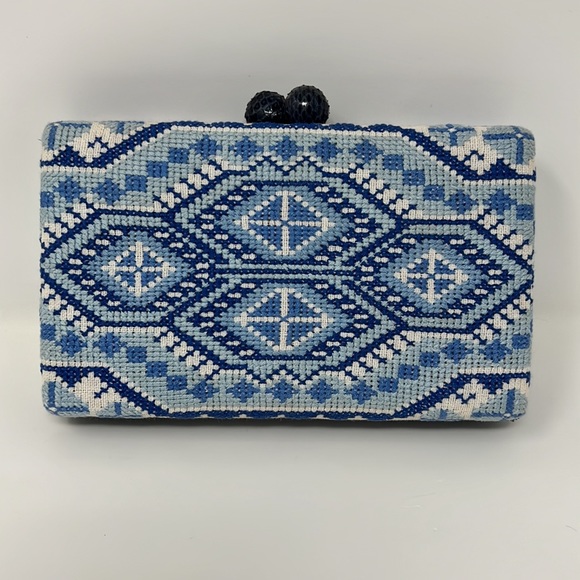 Filip and Inna clutch With cross stitch embroidery and snakeskin trim - Picture 2 of 5